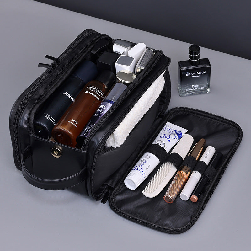 Javrenlo Vintage-Style PU Leather Toiletry Bag with Wet/Dry Storage - product image 2